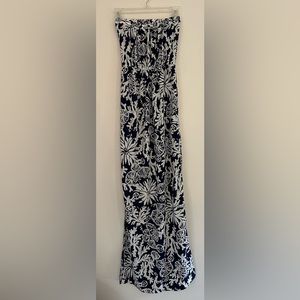 Lilly Pulitzer XS Navy Ocean-Coral-Design Maxi Dress